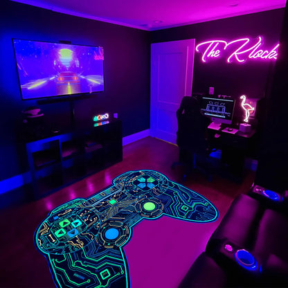 Gaming Rug Teen Boys Carpet Glow in The Blacklight Gamer Rug for Boys Room Playroom Non-Slip Area Rug Kids Boys Girls Game Room Casual Mat (60"x39")