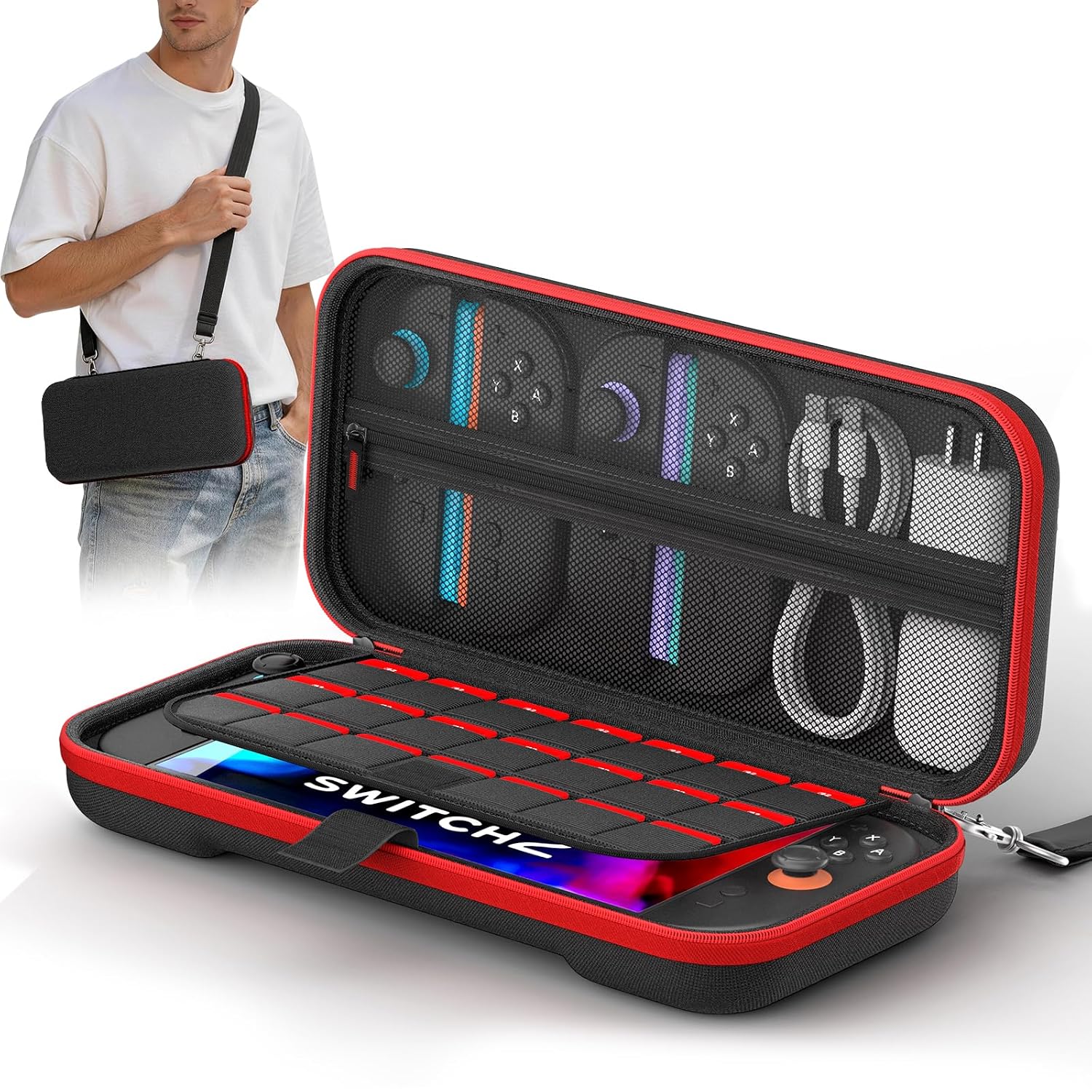 COOLSTONE Switch 2 Case with 20 Game Card Slots & Adjustable Shoulder Strap