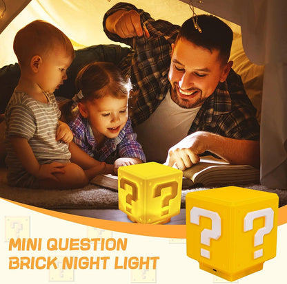 Super Bros-Mini Question Block Night Light,Bedside Lamp, Desklamp for Kids and Fans, Birthday Gift, Holiday Gift,Equipped with The Game's Same Gold Coin Sound(with USB Power Cable)