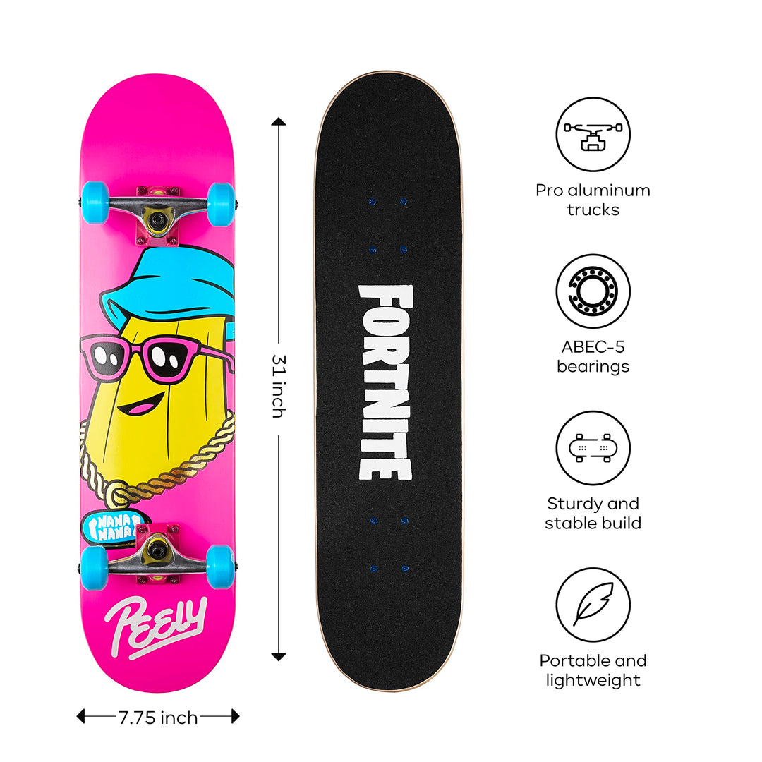 Fortnite 31" Skateboard - Cruiser Skateboard with Printed Graphic Grip Tape, ABEC-5 Bearings, Durable Deck & Smooth Wheels, Great for Teens