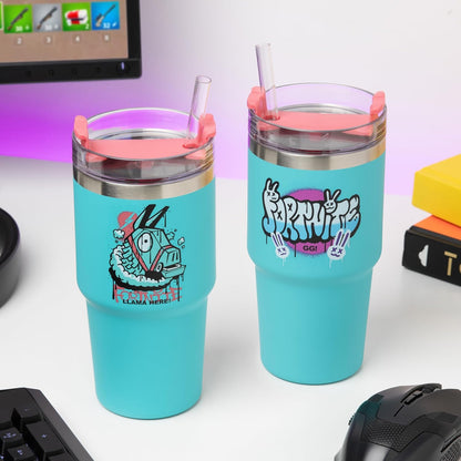 Paladone Fortnite 600ml Blue Insulated Gamer Cup and Straw, Officially Licensed Tumbler Water Bottle for Hot and Cold Drinks, Tea, Coffee | 600ml Insulated Cup • Straw Lid Design • Keeps Drinks Hot Or Cold • Portable Use • Fortnite Gift