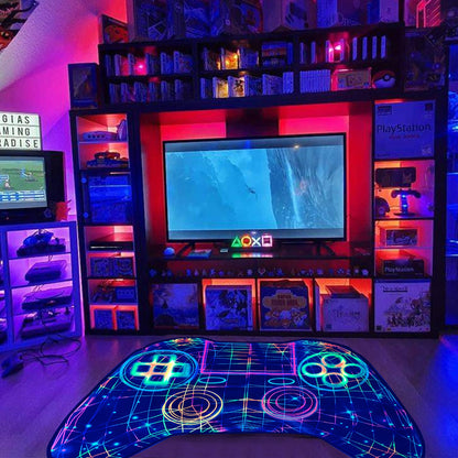 Gaming Rug Teen Boys Carpet Glow in The Blacklight Gamer Rug for Boys Room Playroom Non-Slip Area Rug Kids Boys Girls Game Room Casual Mat (60"x39")