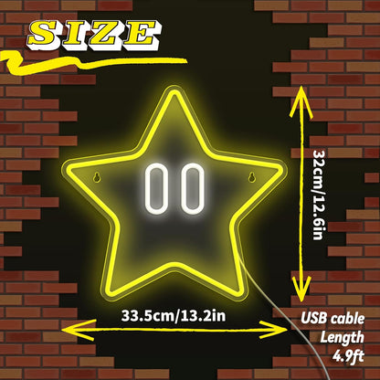 Star Neon Sign, Gaming Neon Sign for Game Room Decor, Man Cave, Kids Room,Super Star Gaming Wall Decor Gamer Gifts for Boys, Kids