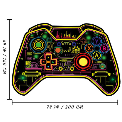 Gaming Rug Teen Boys Carpet Glow in The Blacklight Gamer Rug for Boys Room Playroom Non-Slip Area Rug Kids Boys Girls Game Room Casual Mat (60"x39")