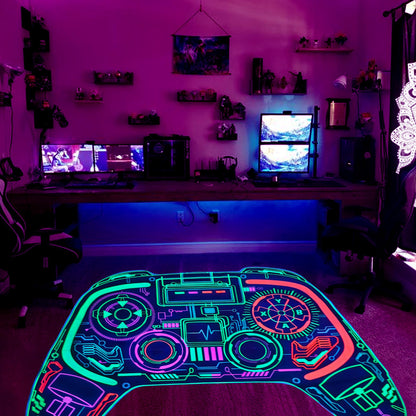 Gaming Rug Teen Boys Carpet Glow in The Blacklight Gamer Rug for Boys Room Playroom Non-Slip Area Rug Kids Boys Girls Game Room Casual Mat (60"x39")