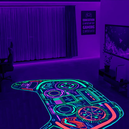 Gaming Rug Teen Boys Carpet Glow in The Blacklight Gamer Rug for Boys Room Playroom Non-Slip Area Rug Kids Boys Girls Game Room Casual Mat (60"x39")