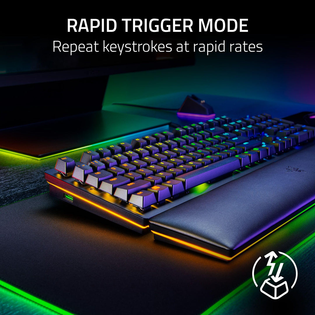 Razer Huntsman V2 Optical Gaming Keyboard: Fastest Linear Optical Switches Gen-2 w/ Sound Dampeners & 8000Hz Polling Rate - Doubleshot PBT Keycaps - Dedicated Media Keys & Dial - Ergonomic Wrist Rest