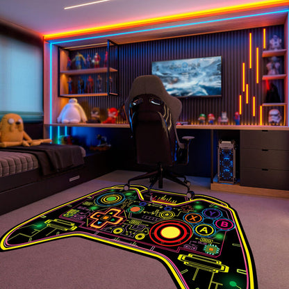 Gaming Rug Teen Boys Carpet Glow in The Blacklight Gamer Rug for Boys Room Playroom Non-Slip Area Rug Kids Boys Girls Game Room Casual Mat (60"x39")