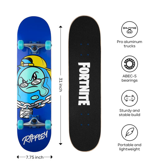 Fortnite 31" Skateboard - Cruiser Skateboard with Printed Graphic Grip Tape, ABEC-5 Bearings, Durable Deck & Smooth Wheels, Great for Teens