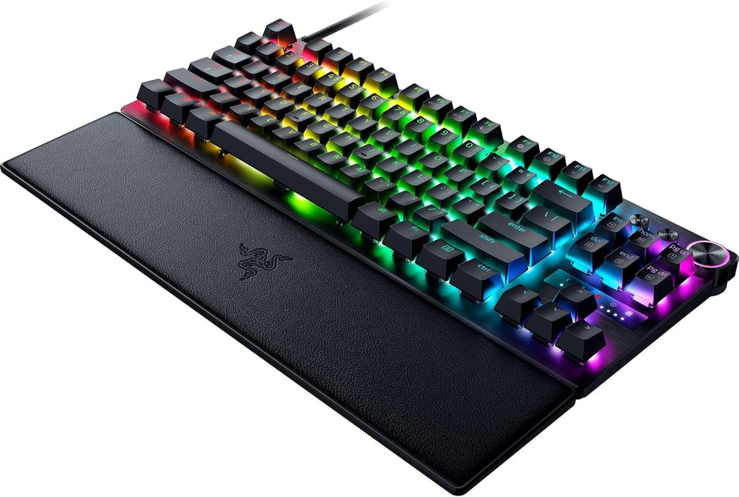 Razer Huntsman V3 Pro TKL Esports Gaming Keyboard: Analog Optical Switches - Razer Snap Tap - Rapid Trigger - Adjustable Actuation - Media Keys & Dial - Doubleshot PBT Keycaps - Wrist Rest - Black