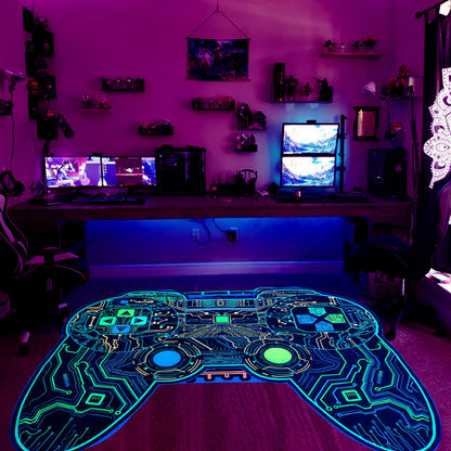 Gaming Rug Teen Boys Carpet Glow in The Blacklight Gamer Rug for Boys Room Playroom Non-Slip Area Rug Kids Boys Girls Game Room Casual Mat (60"x39")
