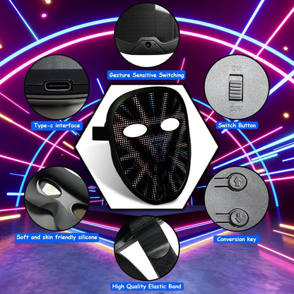 Depointer Life Led Mask with Bluetooth-compatible App Controlled, Customizable Shining Mask, unisex-adult