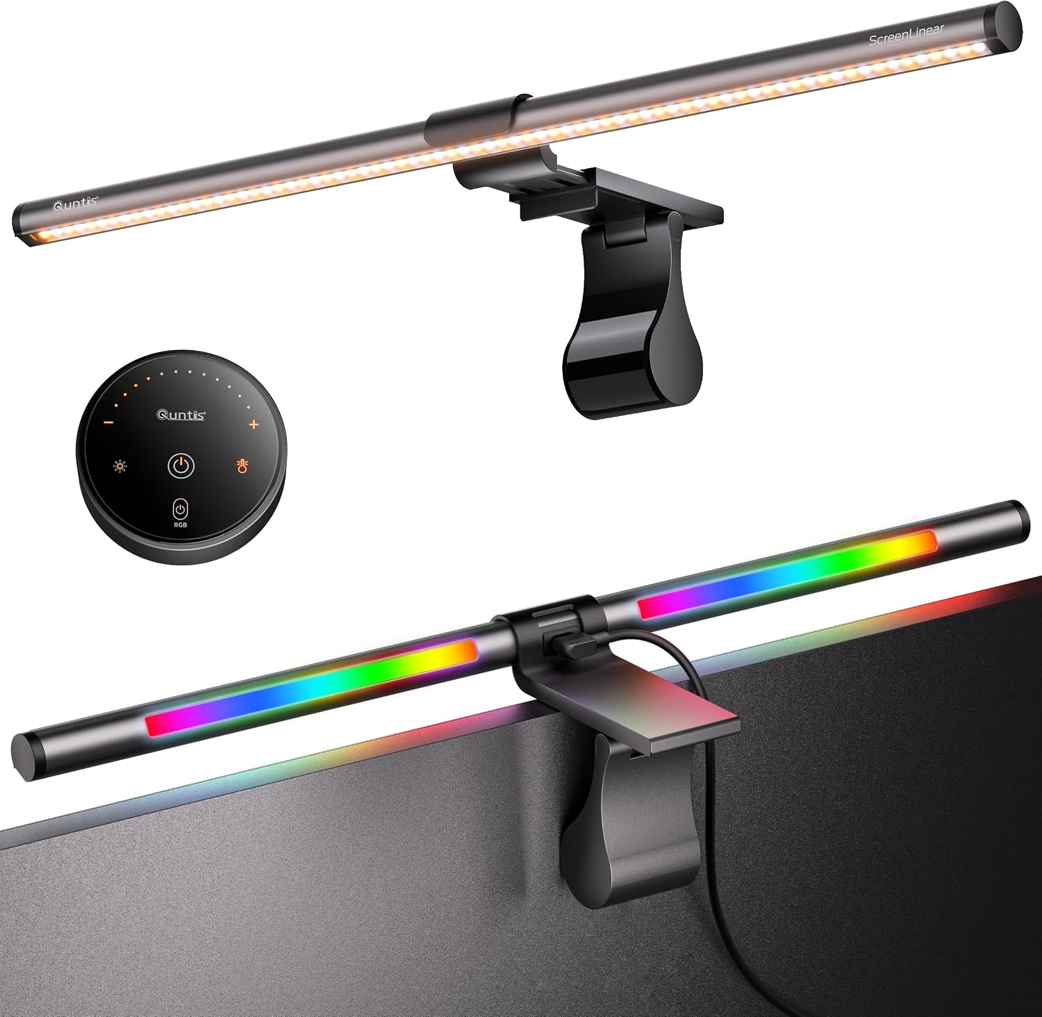 Quntis RGB Monitor Light Bar with Remote, Flat Curved & Ultrawide Fits
