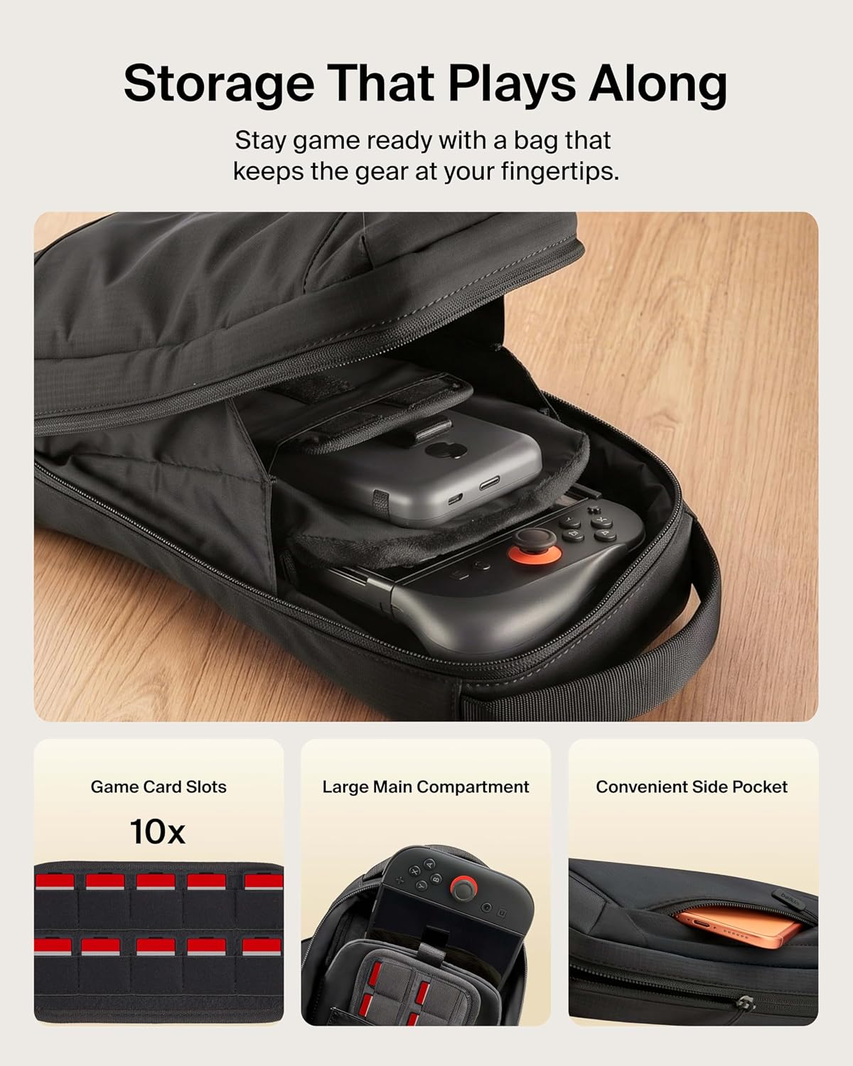 Belkin Nintendo Switch 2 Carrying Case, Sling Crossbody Travel Bag | Lightweight crossbody travel bag with stowable crossbody strap, soft interior, fits 2 Pro Controllers and 10 game card slots