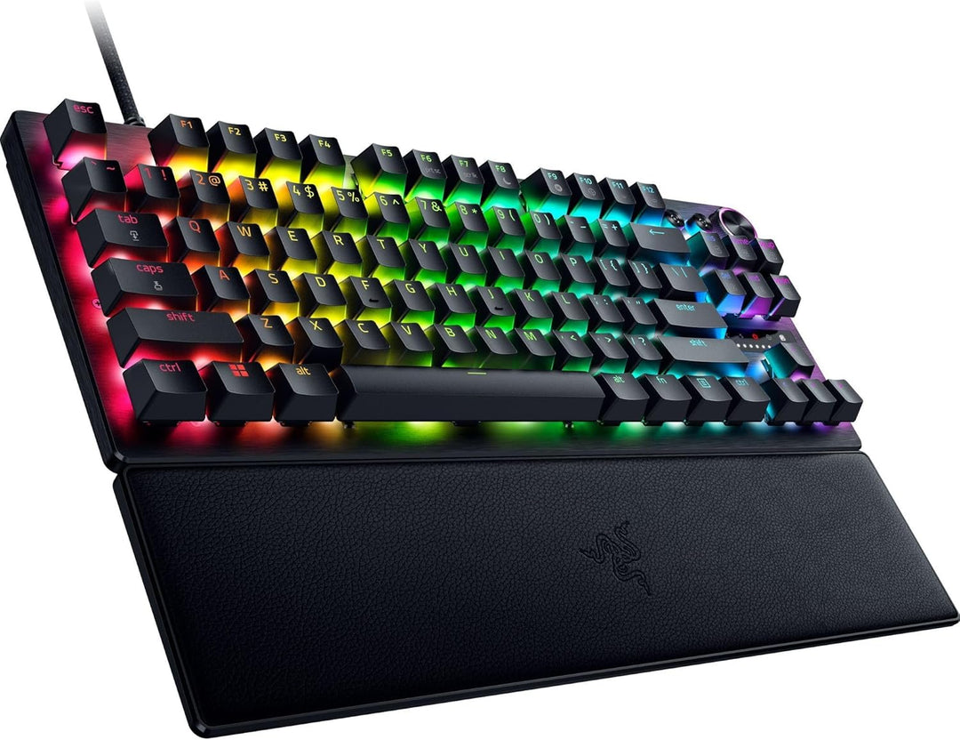 Razer Huntsman V3 Pro TKL Esports Gaming Keyboard: Analog Optical Switches - Razer Snap Tap - Rapid Trigger - Adjustable Actuation - Media Keys & Dial - Doubleshot PBT Keycaps - Wrist Rest - Black