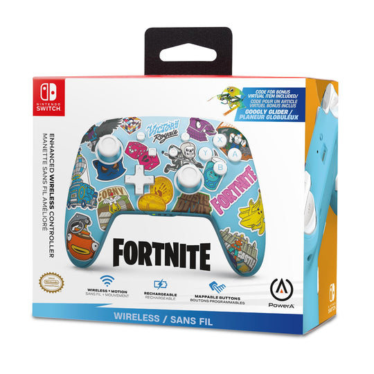 PowerA Enhanced Wireless Controller for Nintendo Switch - Fortnite Sticker Mania, Nintendo Switch - OLED Model, Nintendo Switch Lite, Gamepad, game controller, Bluetooth controller, Officially Licensed, Bonus Virtual Item Included