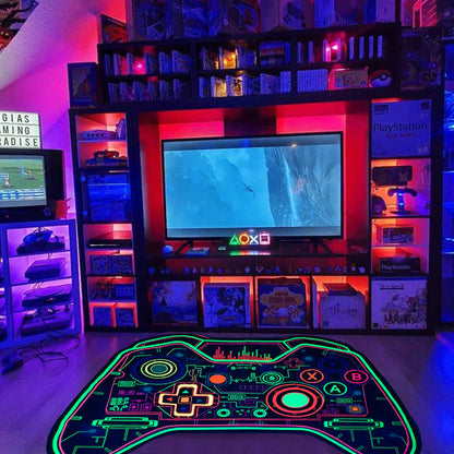 Gaming Rug Teen Boys Carpet Glow in The Blacklight Gamer Rug for Boys Room Playroom Non-Slip Area Rug Kids Boys Girls Game Room Casual Mat (60"x39")