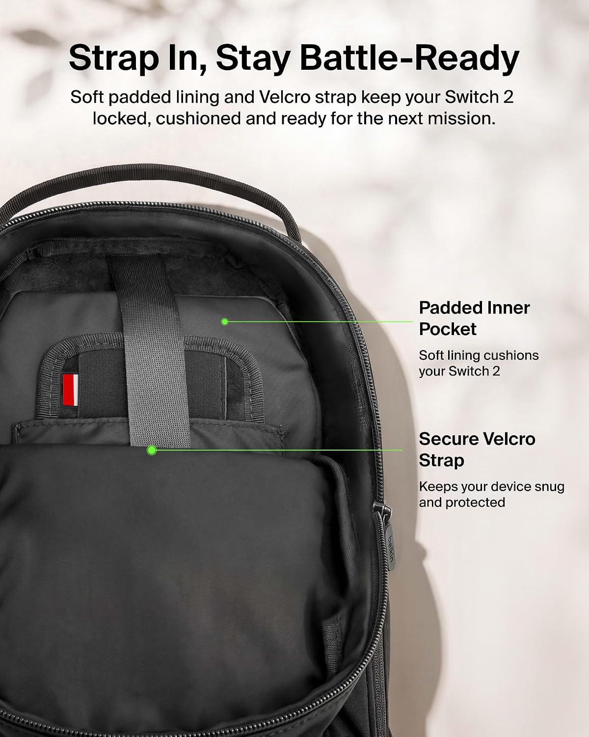 Belkin Nintendo Switch 2 Carrying Case, Sling Crossbody Travel Bag | Lightweight crossbody travel bag with stowable crossbody strap, soft interior, fits 2 Pro Controllers and 10 game card slots