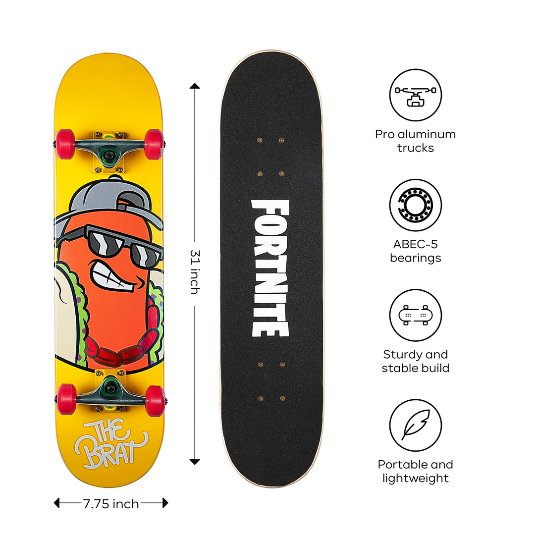 Fortnite 31" Skateboard - Cruiser Skateboard with Printed Graphic Grip Tape, ABEC-5 Bearings, Durable Deck & Smooth Wheels, Great for Teens