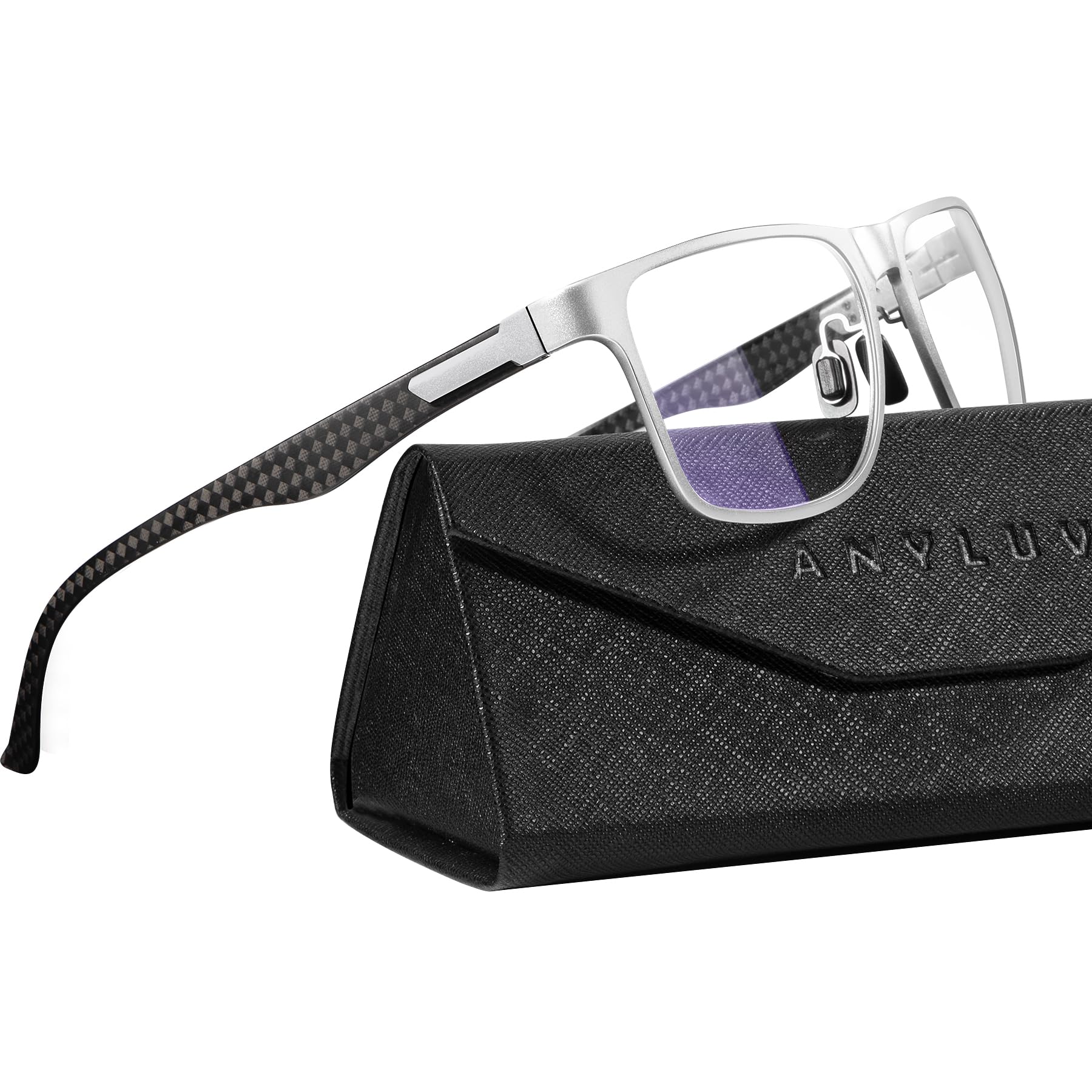 ANYLUV Blue Light Blocking Glasses Men Computer Gaming Glasses Lightweight Al-Mg Metal Anti Eyestrain UV400 Clear Lens Eye Protection 
