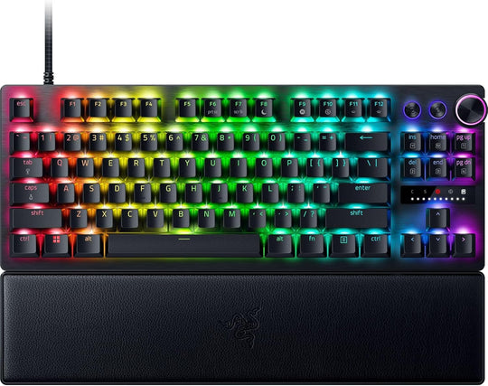 Razer Huntsman V3 Pro TKL Esports Gaming Keyboard: Analog Optical Switches - Razer Snap Tap - Rapid Trigger - Adjustable Actuation - Media Keys & Dial - Doubleshot PBT Keycaps - Wrist Rest - Black