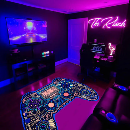 Gaming Rug Teen Boys Carpet Glow in The Blacklight Gamer Rug for Boys Room Playroom Non-Slip Area Rug Kids Boys Girls Game Room Casual Mat (60"x39")