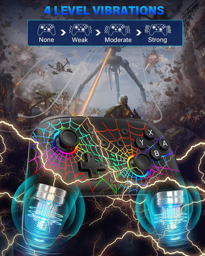 DBEPANK Switch Controller, Wireless Pro Controller Compatible with Nitendo Switch/Switch Lite/Switch OLED, Switch Controller Pro, Rechargeable Switch Remote Gamepad with 6-Axis Gyro,10 RGB Light