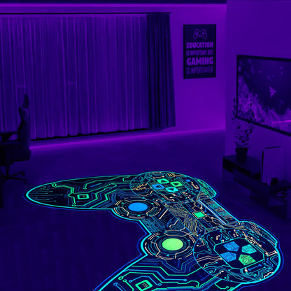 Gaming Rug Teen Boys Carpet Glow in The Blacklight Gamer Rug for Boys Room Playroom Non-Slip Area Rug Kids Boys Girls Game Room Casual Mat (60"x39")
