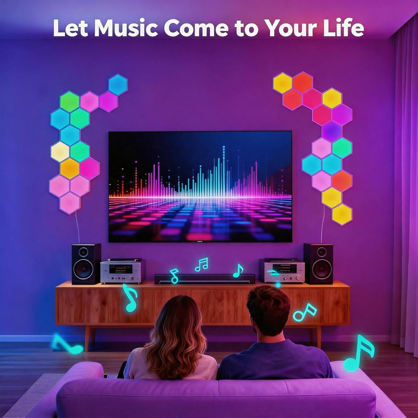 TISOFU 20 Pack Hexagon Lights LED Wall Panels, RGB Gaming Lights with APP/Music Sync & Remote, DIY Smart Modular Hexagonal Honeycomb Glide Hex Tiles Panel, Bedroom Party Decor Gifts