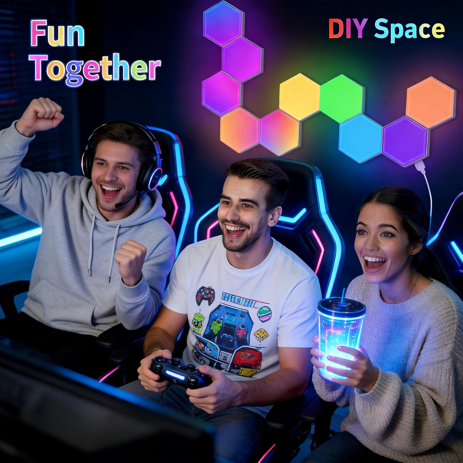 TISOFU 20 Pack Hexagon Lights LED Wall Panels, RGB Gaming Lights with APP/Music Sync & Remote, DIY Smart Modular Hexagonal Honeycomb Glide Hex Tiles Panel, Bedroom Party Decor Gifts