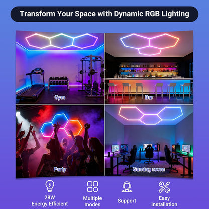 RGB Hexagon Lights with Music Sync Mode 358+ Color Changing LED Lights