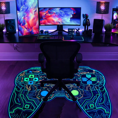 Gaming Rug Teen Boys Carpet Glow in The Blacklight Gamer Rug for Boys Room Playroom Non-Slip Area Rug Kids Boys Girls Game Room Casual Mat (60"x39")
