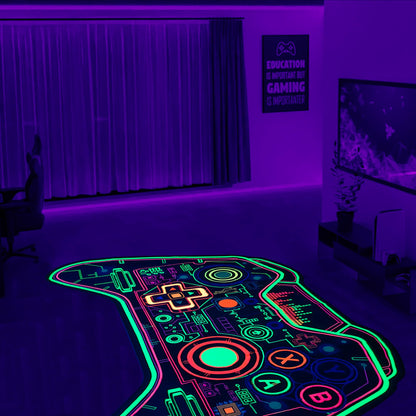 Gaming Rug Teen Boys Carpet Glow in The Blacklight Gamer Rug for Boys Room Playroom Non-Slip Area Rug Kids Boys Girls Game Room Casual Mat (60"x39")