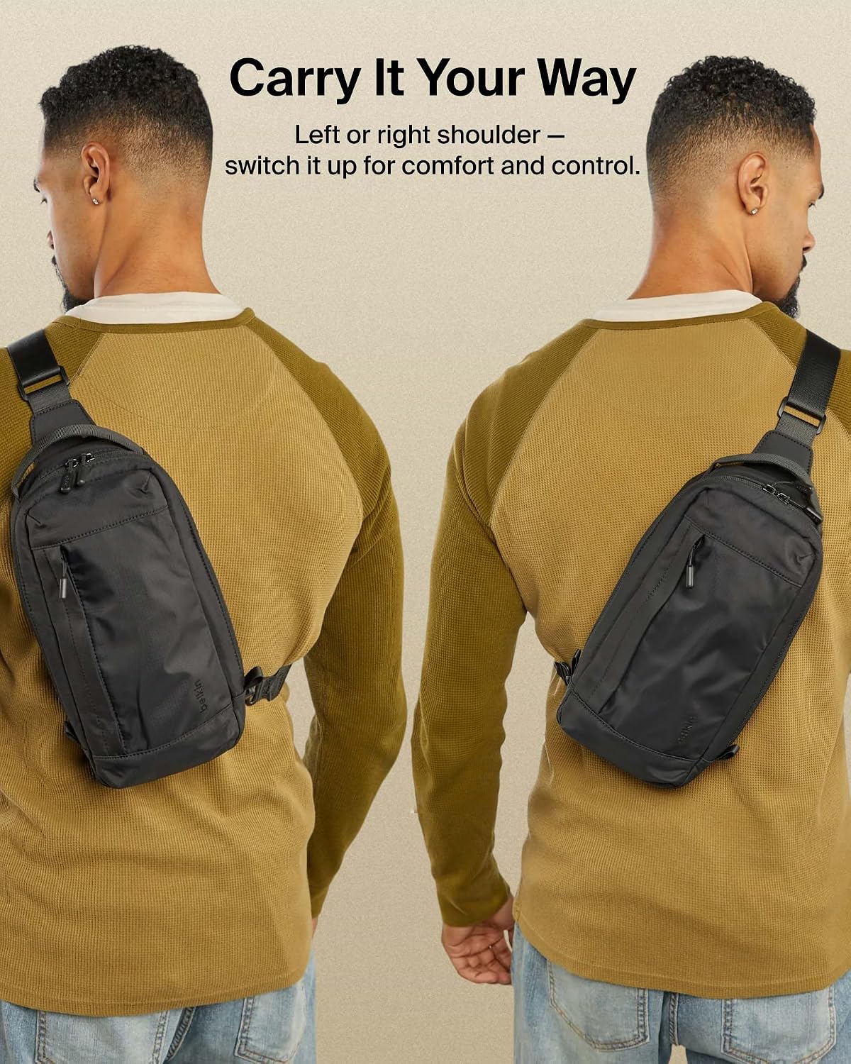 Belkin Nintendo Switch 2 Carrying Case, Sling Crossbody Travel Bag | Lightweight crossbody travel bag with stowable crossbody strap, soft interior, fits 2 Pro Controllers and 10 game card slots