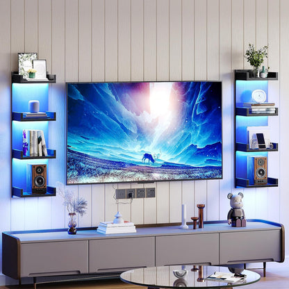 HOOBRO Floating Wall Shelves with LED Lights, Floating Shelf Wall Mounted