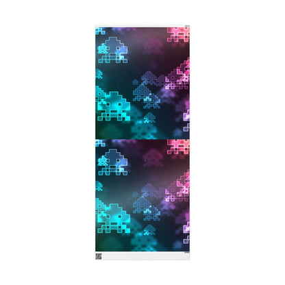 Neon Galaxy Retro Wrapping Paper Roll — Cosmic Arcade Gift Wrap
