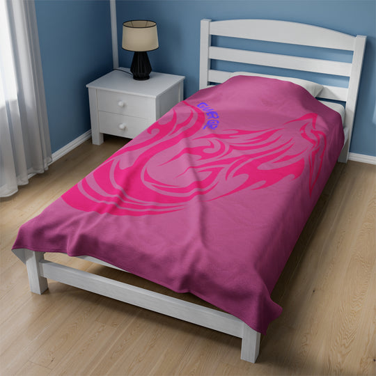 Gamer Girl Pink Fox Velveteen Plush Blanket