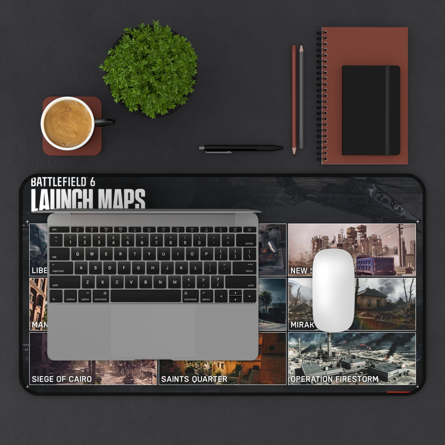 Battlefield 6 Inspired Desk Mat - Gaming Mouse Pad with Launch Maps Design