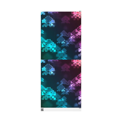 Neon Galaxy Retro Wrapping Paper Roll — Cosmic Arcade Gift Wrap