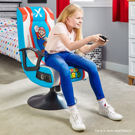 X Rocker Nintendo Video Gaming Chair for Kids 5-17, Floor Rocker, Gifts for Gamers, Mario, Bowser, Peach, Luigi, Yoshi, Gifts for Teens, Boys, Girls