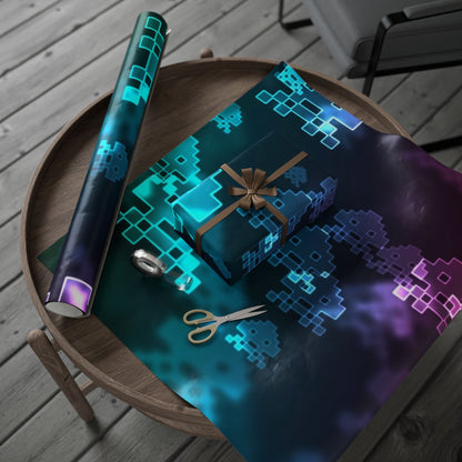 Neon Galaxy Retro Wrapping Paper Roll — Cosmic Arcade Gift Wrap
