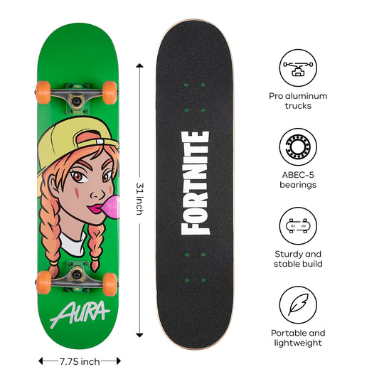 Fortnite 31" Skateboard - Cruiser Skateboard with Printed Graphic Grip Tape, ABEC-5 Bearings, Durable Deck & Smooth Wheels, Great for Teens