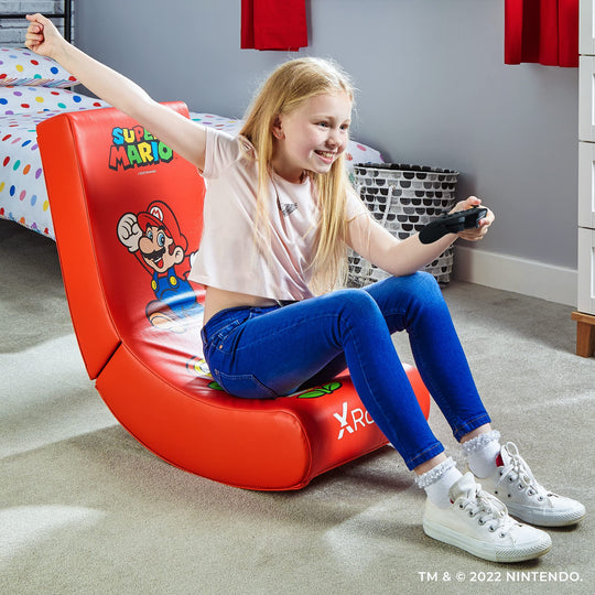 X Rocker Nintendo Video Gaming Chair for Kids 5-17, Floor Rocker, Gifts for Gamers, Mario, Bowser, Peach, Luigi, Yoshi, Gifts for Teens, Boys, Girls