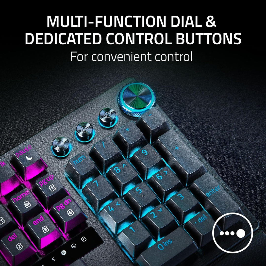 Razer Huntsman V3 Pro TKL Esports Gaming Keyboard: Analog Optical Switches - Razer Snap Tap - Rapid Trigger - Adjustable Actuation - Media Keys & Dial - Doubleshot PBT Keycaps - Wrist Rest - Black