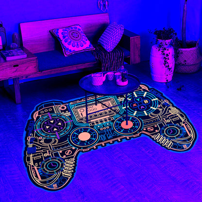 Gaming Rug Teen Boys Carpet Glow in The Blacklight Gamer Rug for Boys Room Playroom Non-Slip Area Rug Kids Boys Girls Game Room Casual Mat (60"x39")
