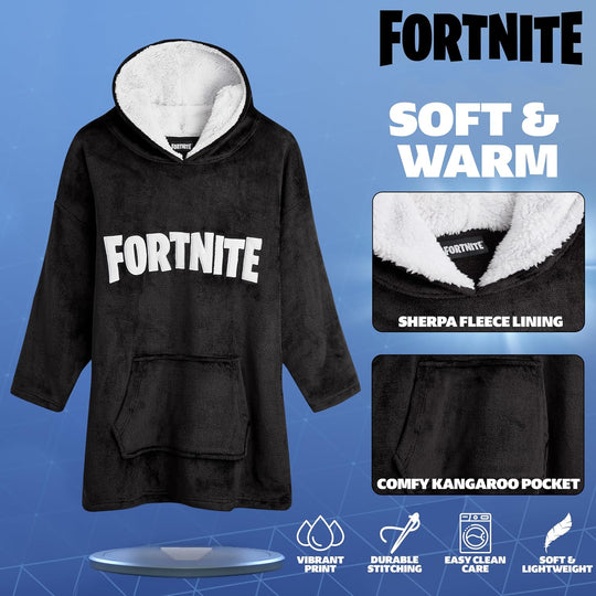 FORTNITE Hoodie for Boys, Oversized Hoodie Sweatshirt Blanket, Warm Comfortable Hooded Robe, Gifts for Boys Girls Teens