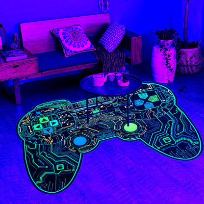 Gaming Rug Teen Boys Carpet Glow in The Blacklight Gamer Rug for Boys Room Playroom Non-Slip Area Rug Kids Boys Girls Game Room Casual Mat (60"x39")