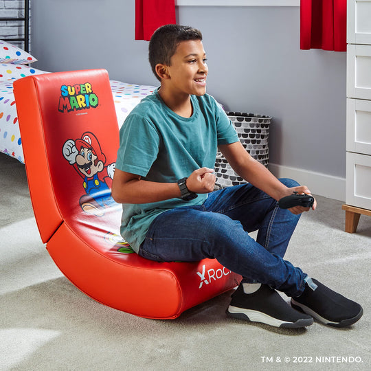 X Rocker Nintendo Video Gaming Chair for Kids 5-17, Floor Rocker, Gifts for Gamers, Mario, Bowser, Peach, Luigi, Yoshi, Gifts for Teens, Boys, Girls