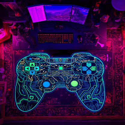 Gaming Rug Teen Boys Carpet Glow in The Blacklight Gamer Rug for Boys Room Playroom Non-Slip Area Rug Kids Boys Girls Game Room Casual Mat (60"x39")
