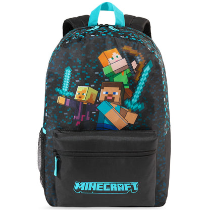 Get Trend Minecraft Kids Backpack, Boys Lightweight 17.7in Book Bag with Adjustable Padded Straps Travel School Bag, Creeper Gamer Gifts for Boys (Green/Grey Minecraft)